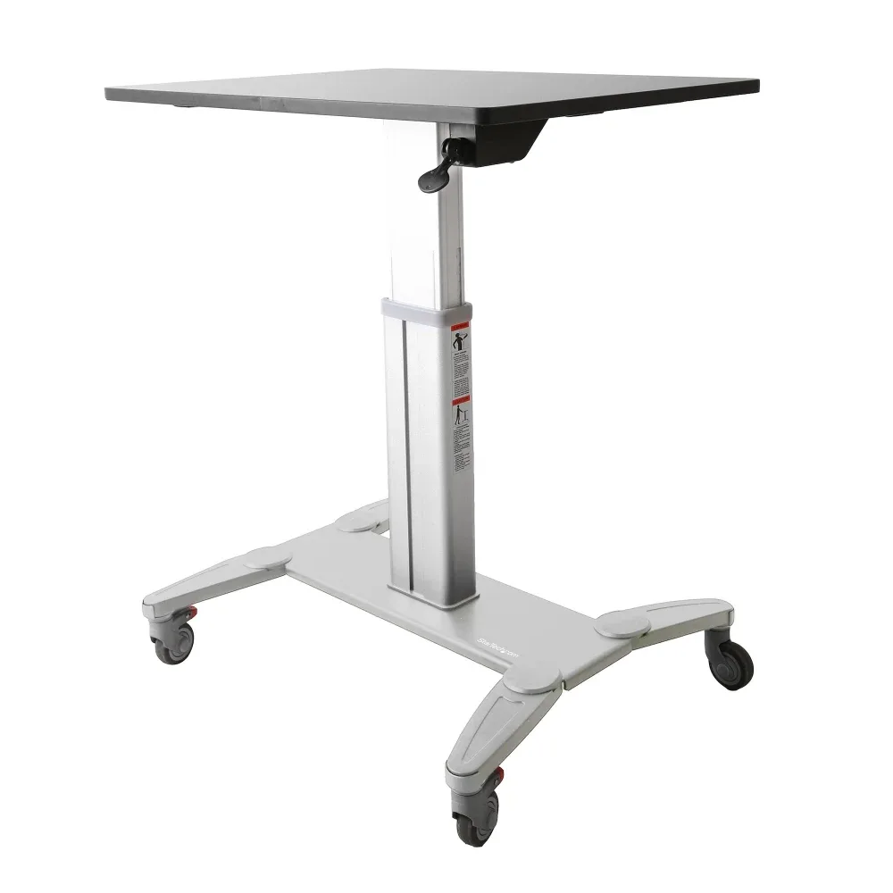 Startech Mobile Standing Desk, Portable Sit Stand Ergonomic Height Adjustable Cart on Wheels, Rolling Computer/Laptop Workstation Table w/ Locking One-Touch Lift for Teachers/Student - Mobile Computer Table (STSCART) - Stand - for notebook / keyboard / mouse - black & silver - for P/N: ARMTBLTDT, ARMTBLTIW, ARMTBLTUGN