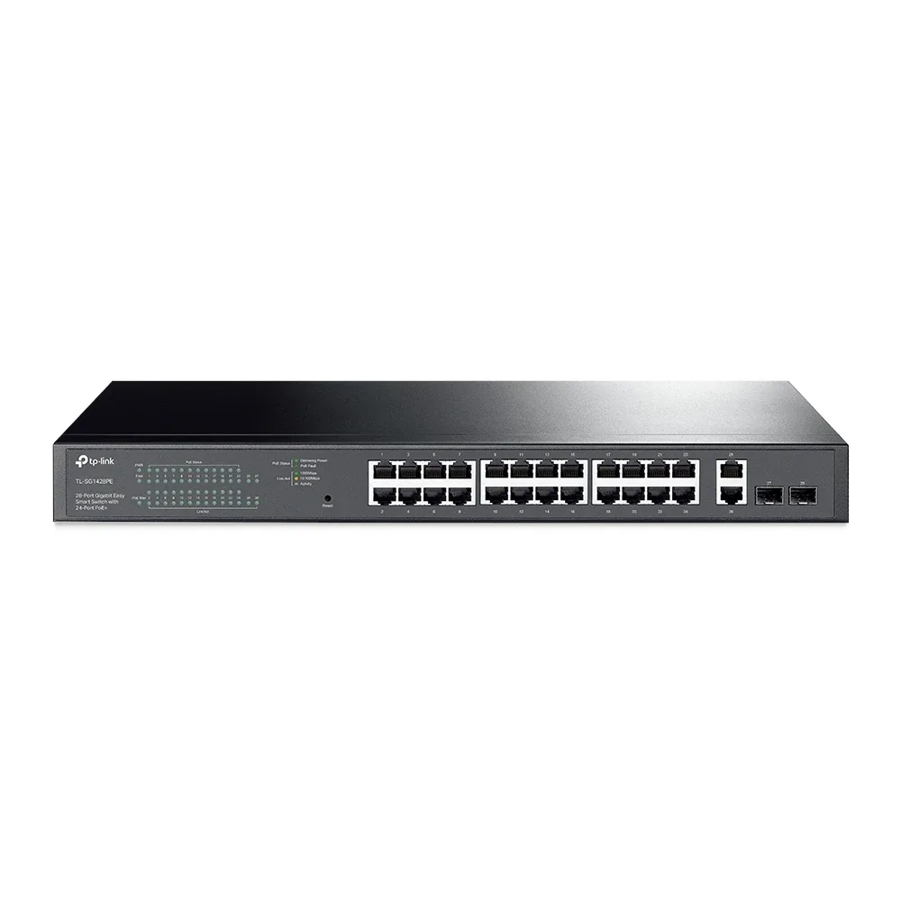 TP-Link TL-SG1428PE - Switch - smart - 24 x 10/100/1000 (PoE+) + 2 x 10/100/1000 - rack-mountable - PoE+ (250 W)