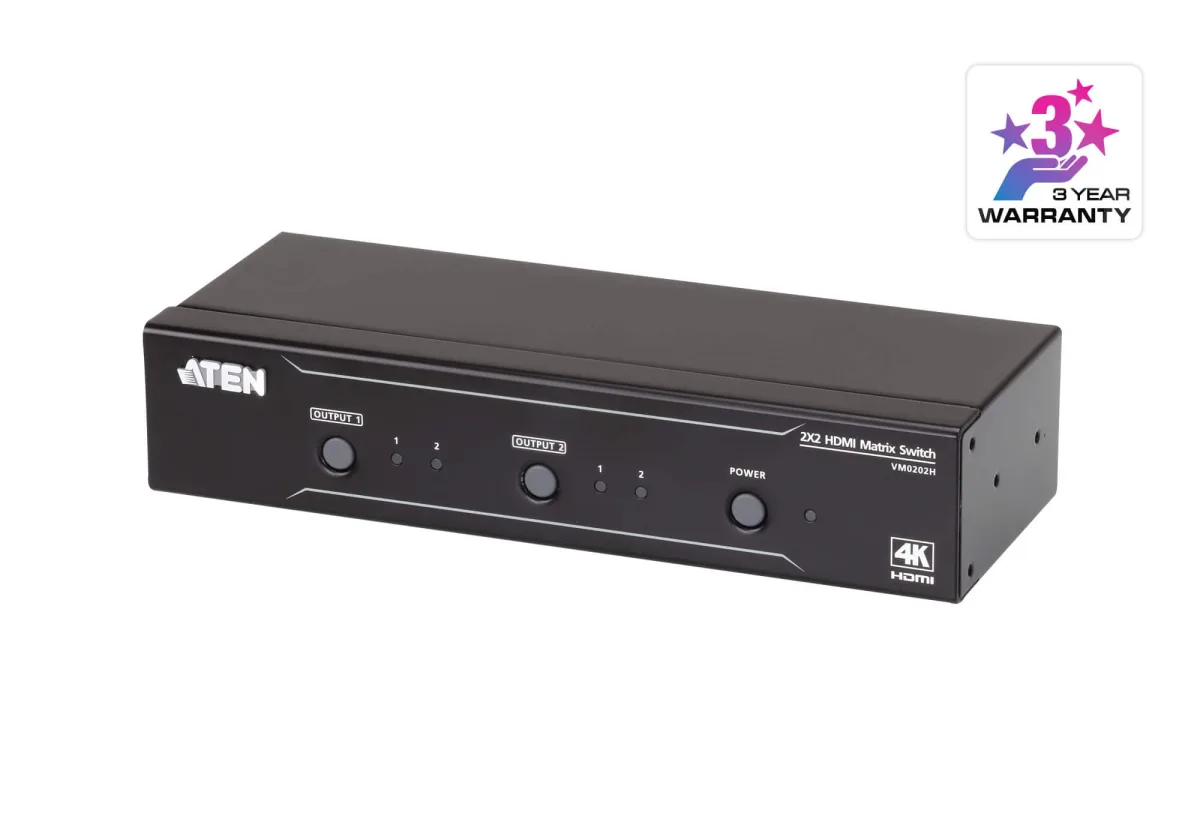 ATEN VanCryst VM0202H 2x2 4K HDMI Matrix - Video/audio switch - desktop, rack-mountable