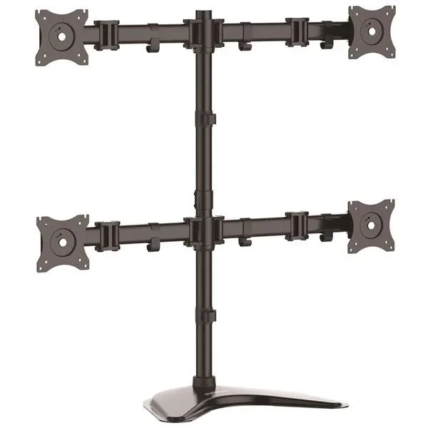 Startech Quad Monitor Stand - Articulating - Supports Monitors 13" to 27" - Adjustable VESA Four Monitor Stand for 4 Screen Setup - Steel - Black (ARMBARQUAD)