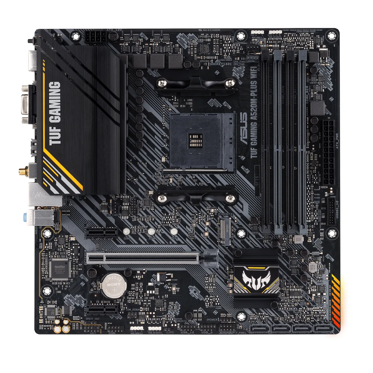ASUS TUF GAMING A520M-PLUS WIFI - Motherboard - micro ATX - Socket AM4 - AMD A520 Chipset - USB 3.2 Gen 1 - Gigabit LAN, Wi-Fi, Bluetooth - onboard graphics (CPU required) - HD Audio (8-channel)