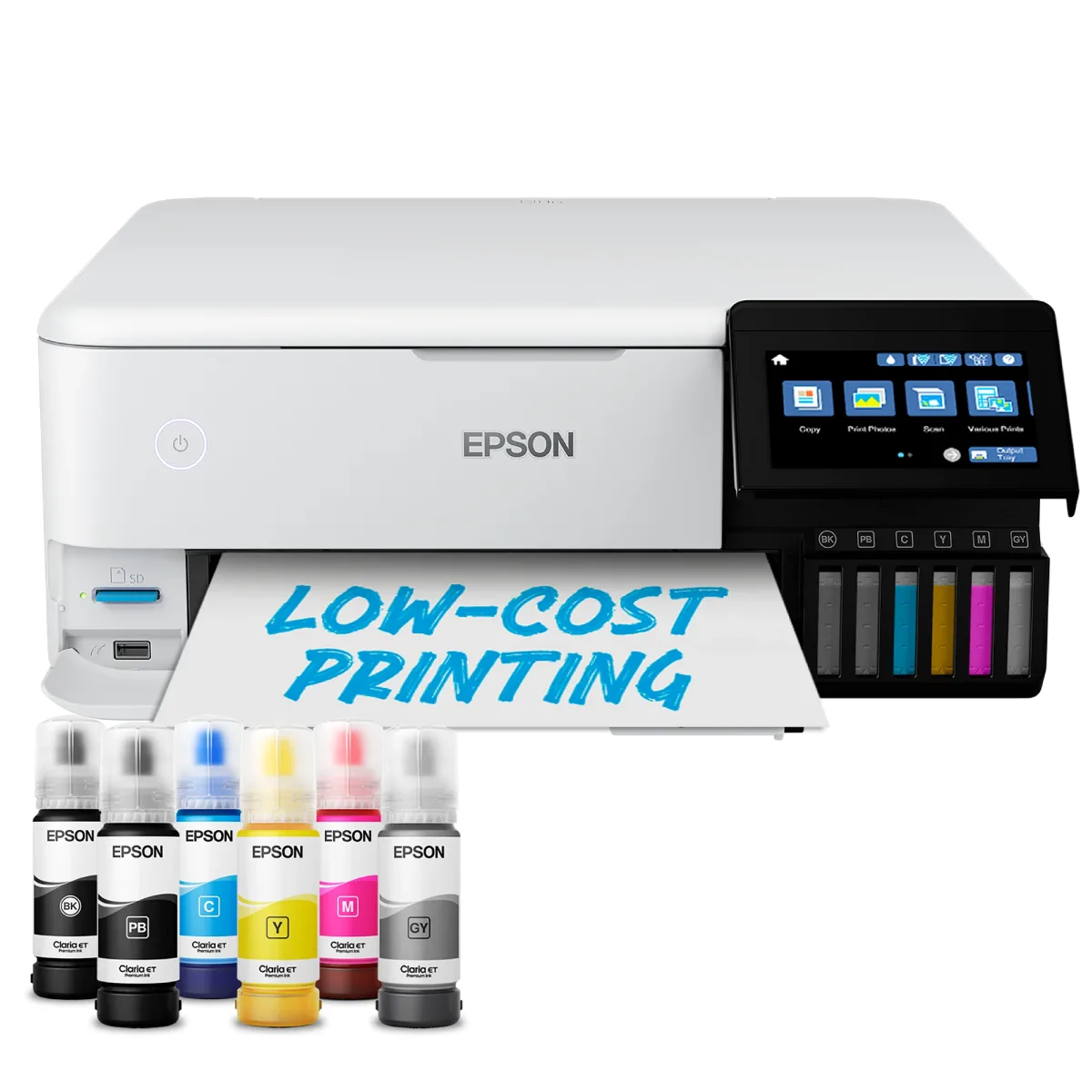Epson EcoTank ET-8500  ET 8500 ET8500 - Multifunction printer - colour - ink-jet - refillable - A4/Letter (media) - up to 16 ppm (printing) - USB, LAN, USB host, Wi-Fi(ac) - white