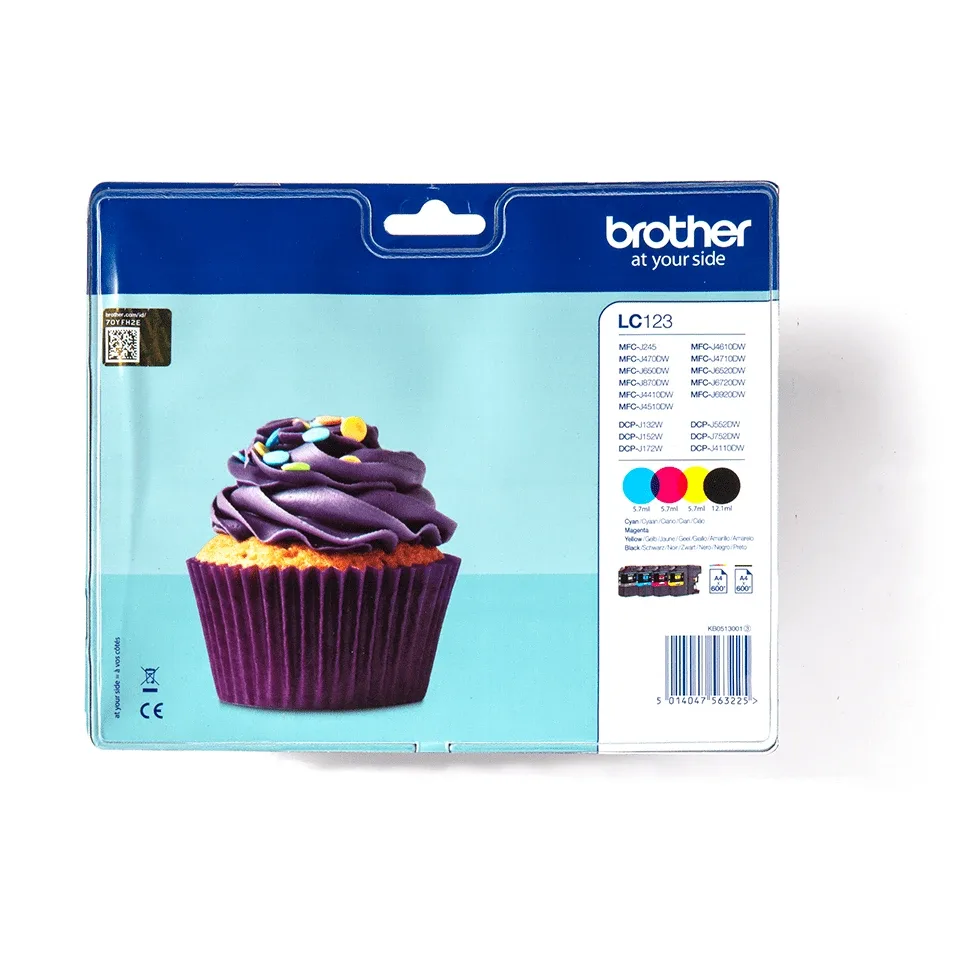 Brother LC123 - 4-pack - black, yellow, cyan, magenta - original - blister - ink cartridge - for Brother DCP-J100, DCP-J105, DCP-J132W, DCP-J4110DW, DCP-J552DW, DCP-J752DW