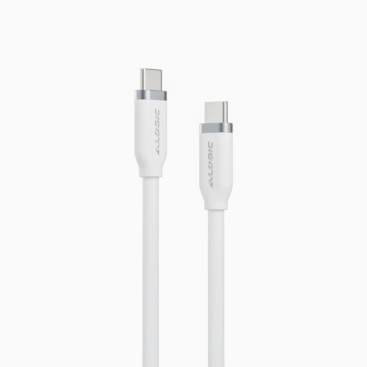 ELEMENTS SILICONE 5A/240W USB2 USB-C TO C MALE CABLE WHITE 1M