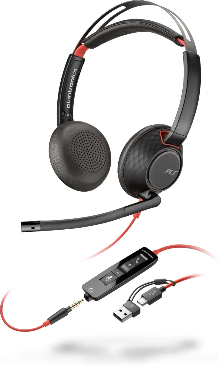 HP Poly Blackwire 5220 - Headset - on-ear - wired - USB-C, 3.5 mm jack, USB-A - black - Certified for Skype for Business, Cisco Jabber Certified, Avaya Certified, Certified for Microsoft Teams, Zoom Certified, UC certified, Works With Chromebook Certified