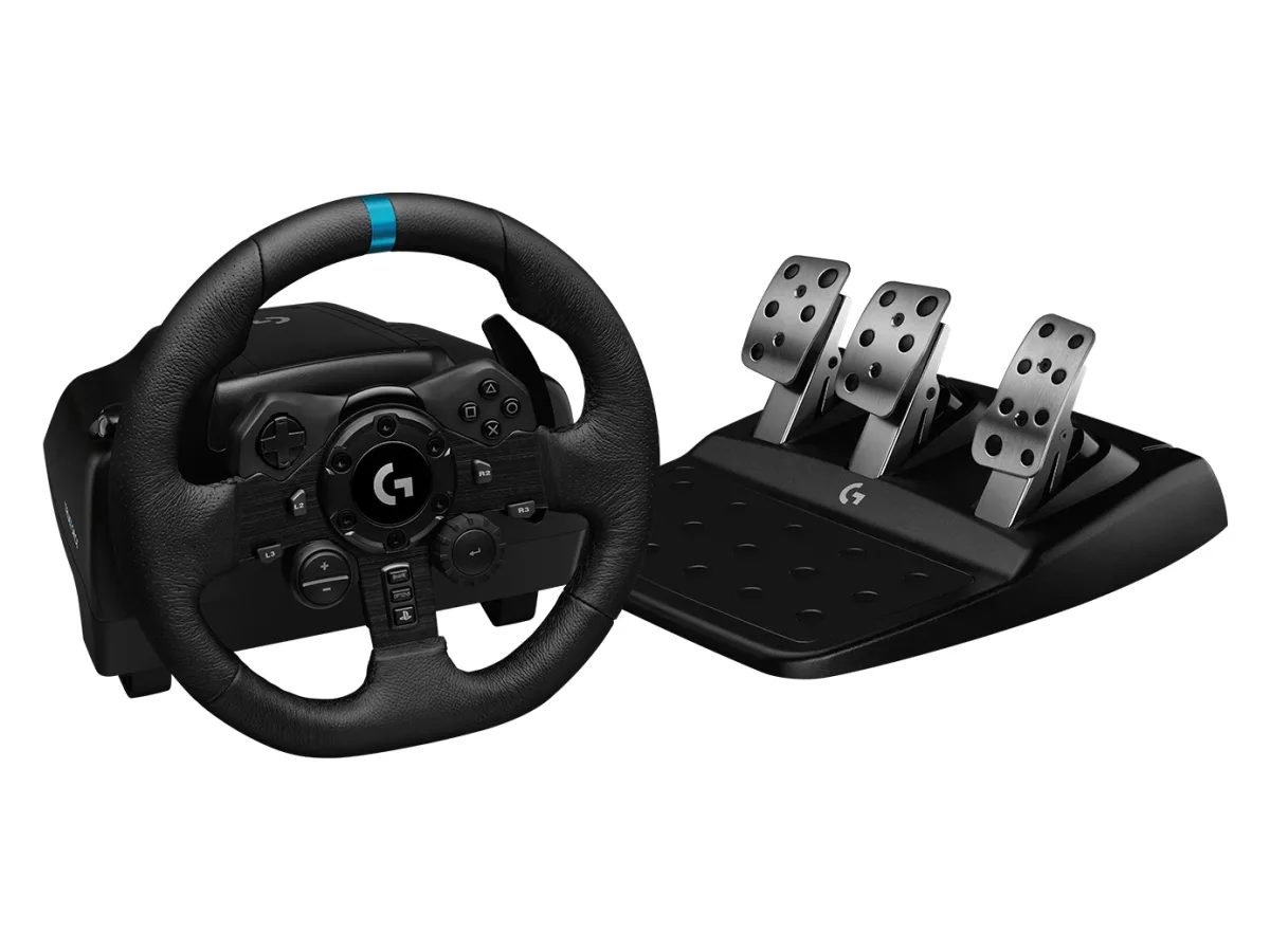 Logitech G923 - Wheel and pedals set - wired - black - for PC, Sony PlayStation 4
