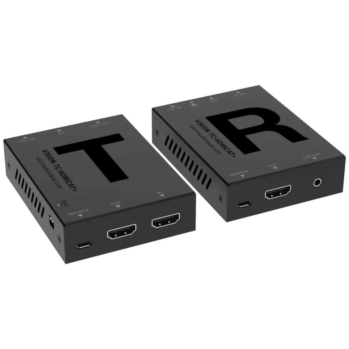 HDMI and USB over CAT5e/6/6A cable up to 70 m long - 4K at 60 Hz 4:4:4 - one to one only - only one power supply required, can be used at either end - KVM function with two USB 1.1 ports on the receiver - plug and play - 18 Gbps video bandwidth - HDCP 2.2 compliant - zero latency - HDR10+, Dolby Vision, HLG - LPCM 7.1CH, Dolby TrueHD, Dolby Digital Plus DD+ - HDMI loop out on transmitter - Analog audio output on receiver - IR pass through - EDID copy pass through function - black