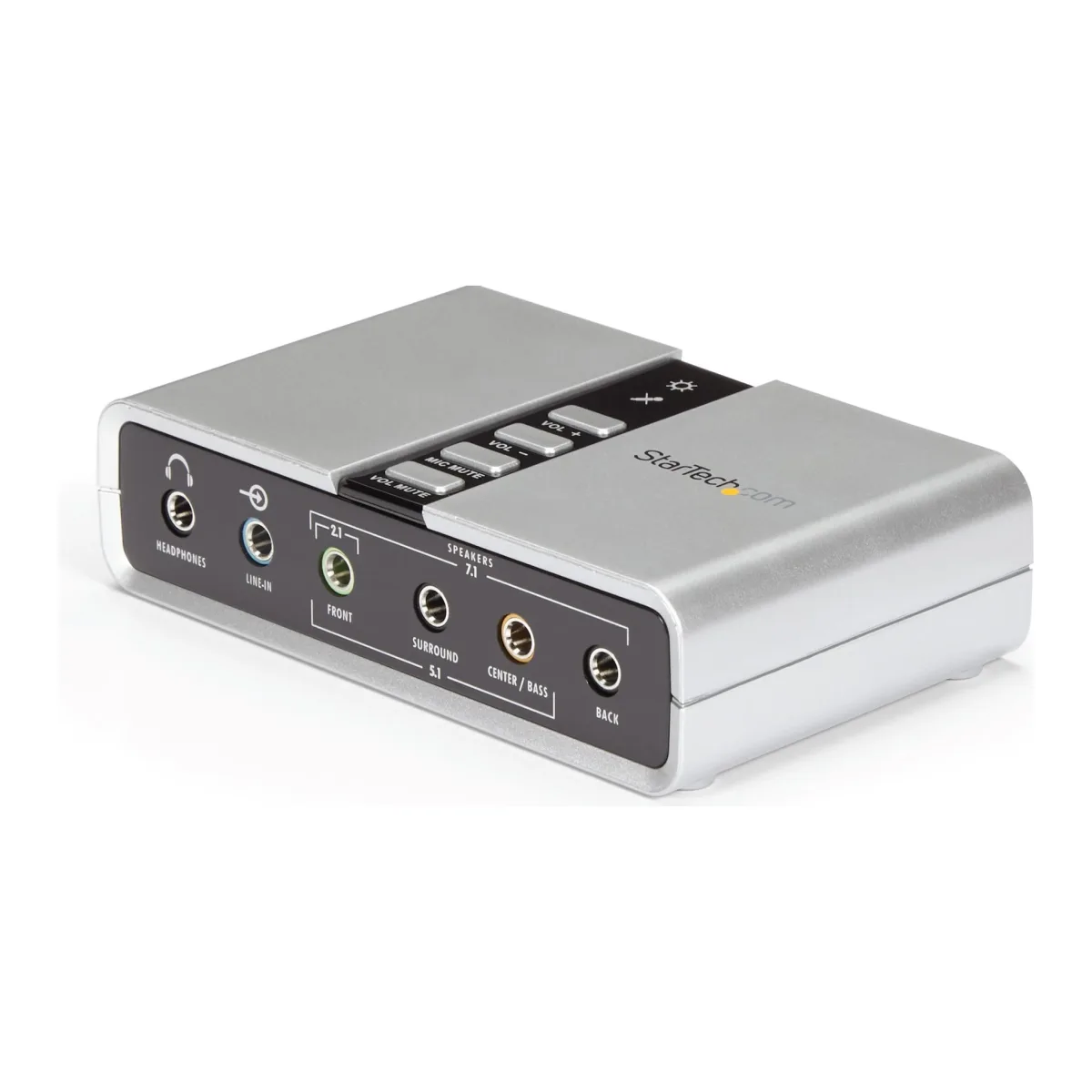 StarTech 7.1 USB Sound Card - External Sound Card for Laptop with SPDIF Digital Audio - Sound Card for PC - Silver (ICUSBAUDIO7D) - Sound card - 48 kHz - 7.1 - USB 2.0 - for P/N: MU15MMS, MU6MMS