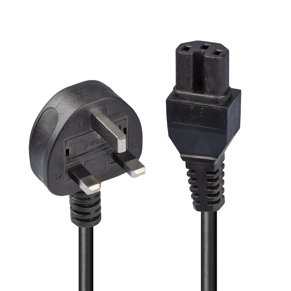 Lindy 30458 2M Mains Pwr Cbl UK3 Pin Plug to Iec C15 (Hot Condition)