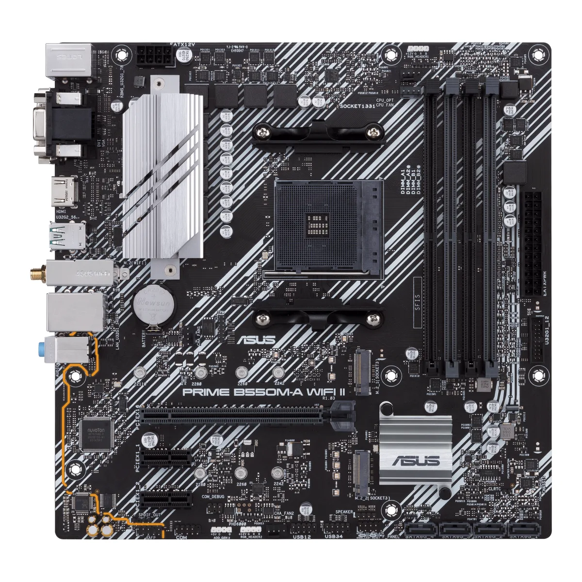 ASUS PRIME B550M-A WIFI II - Motherboard - micro ATX - Socket AM4 - AMD B550 Chipset - USB 3.2 Gen 1, USB 3.2 Gen 2 - Gigabit LAN, Wi-Fi 6, Bluetooth - onboard graphics (CPU required) - HD Audio (8-channel)