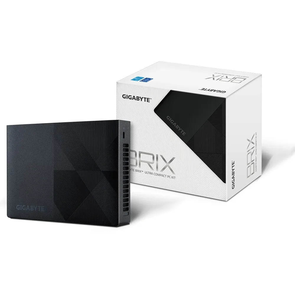 Gigabyte BRIX (GB-BN1P-N200) Barebone Kit, Intel N200 3.2GHz Quad Core CPU, 1 x DDR4 SO-DIMM Slot, 2 x M.2 2280 Slots, Wi-Fi 6 & Bluetooth 5.2