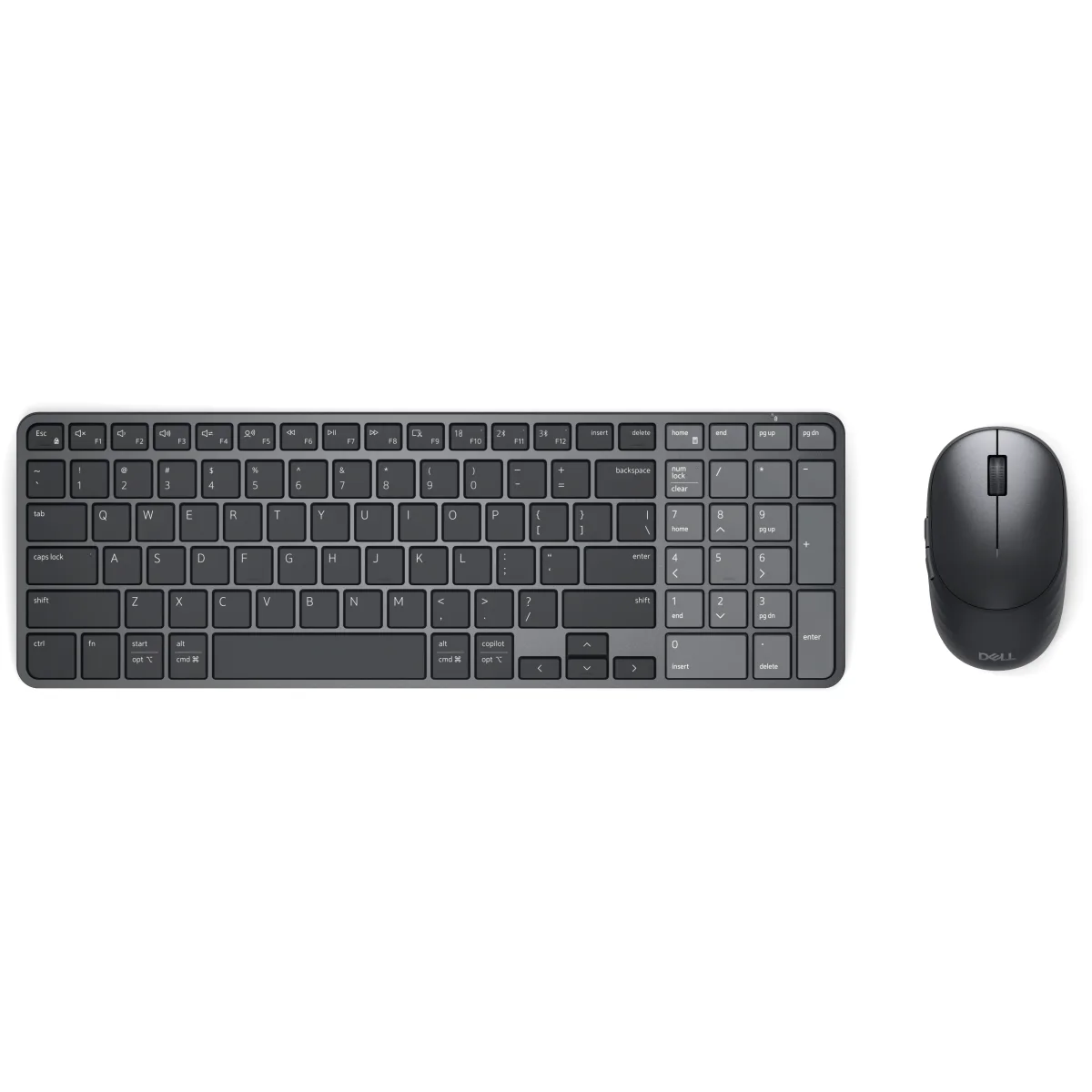 Dell Pro 7 KM746 - Keyboard and mouse set - rechargeable - compact - wireless - 2.4 GHz, Bluetooth - QWERTY - UK - black - with 3 years NBD Advance Exchange
