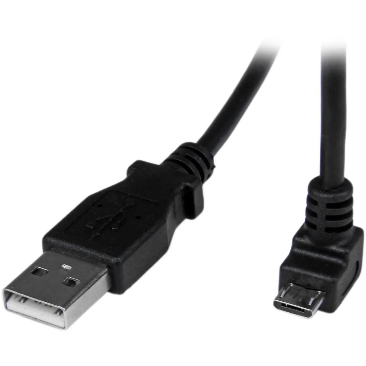 StarTech 2m Micro USB Cable Cord - A to Down Angle Micro B - Down Angled Micro USB Cable - 1x USB A (M), 1x USB Micro B (M) - Black (USBAUB2MD) - USB cable - Micro-USB Type B (M) to USB (M) - USB 2.0 - 2 m - molded, 90° connector - black