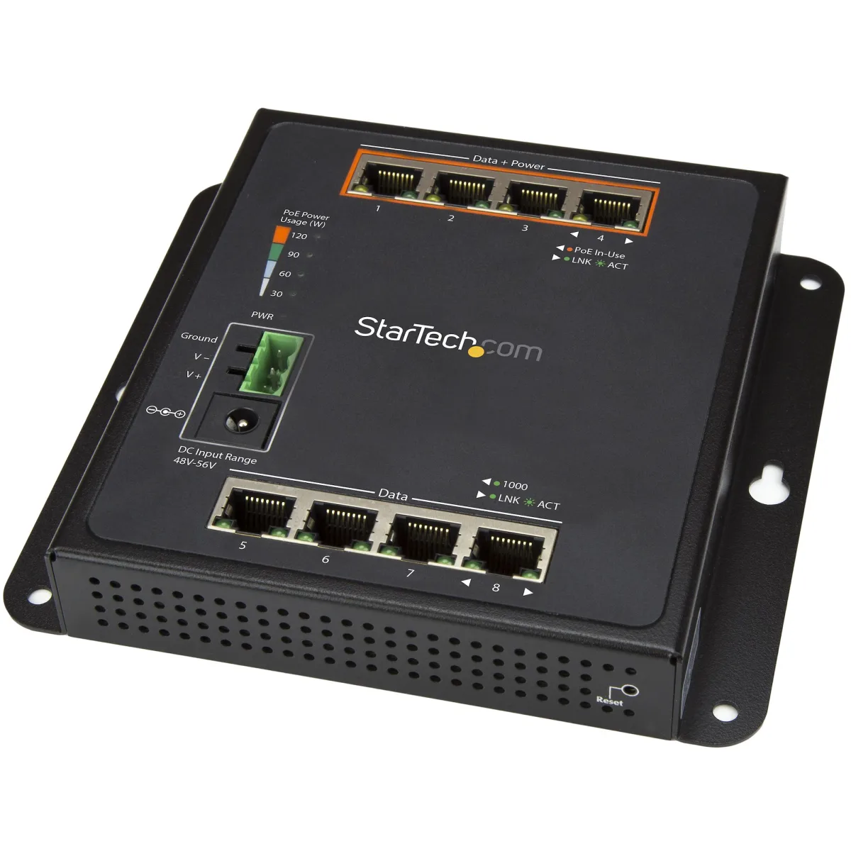 Startech Industrial 8 Port Gigabit PoE Switch, 4 x PoE+ 30W, Power Over Ethernet, Hardened GbE Layer/L2 Managed Switch, Rugged High Power Gigabit Network Switch IP-30/-40C to +75C - Managed Network Switch (IES81GPOEW)