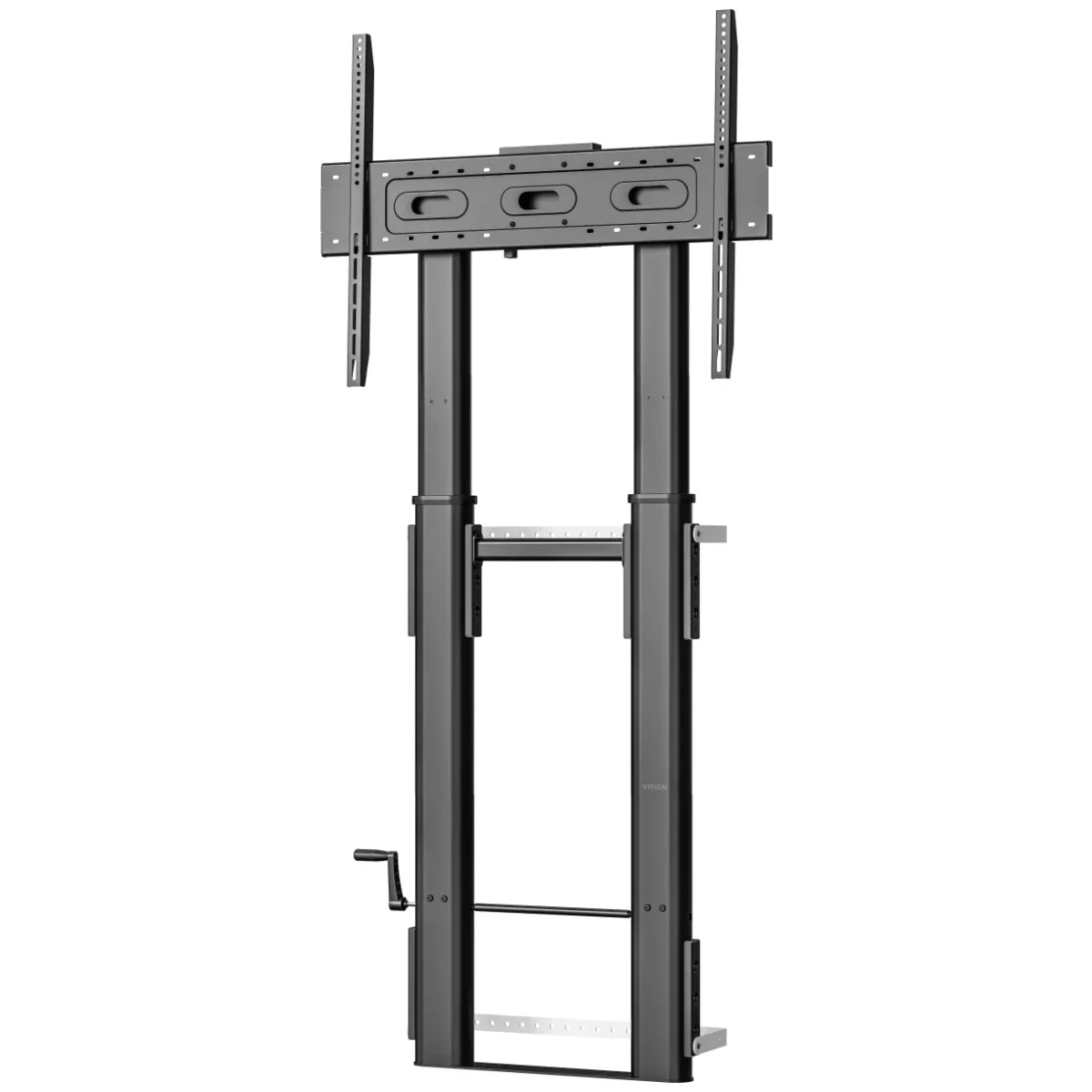 Display floor stand - wall fixing - one person height adjustment - fits display 55 to 100" with VESA sizes up to 800 x 600 - crank handle adjusts height - tilt adjustment - swl 80 kg - black
