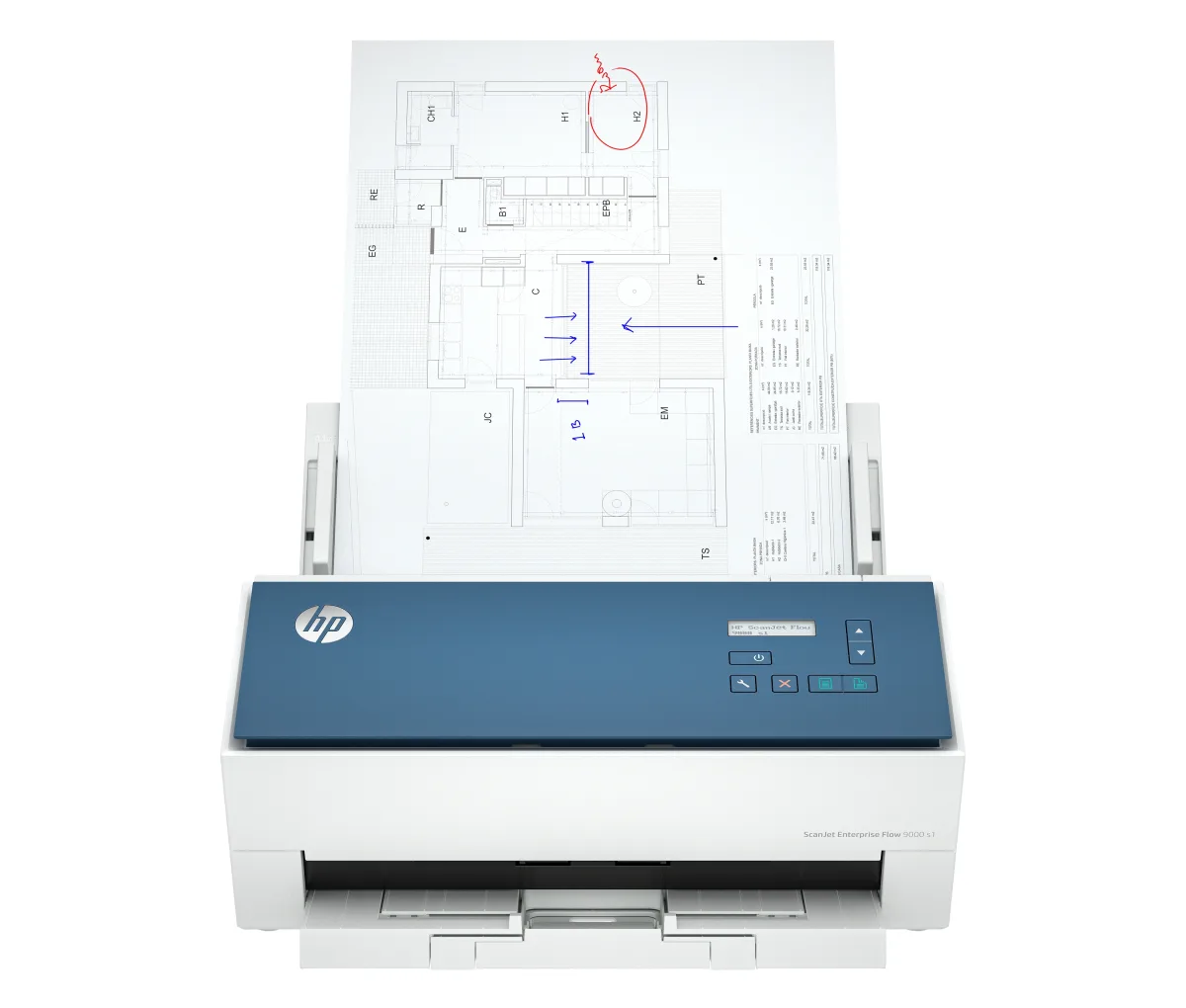 HP ScanJet Enterprise Flow 9000 s1 - Document scanner - CMOS / CIS - Duplex - A3/Ledger - 600 dpi x 600 dpi - up to 80 ppm (mono) / up to 80 ppm (colour) - ADF (100 sheets) - up to 30000 scans per day - USB 3.0