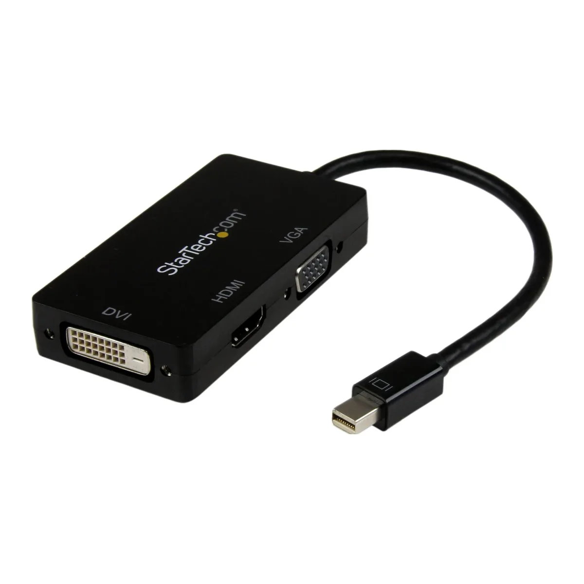 Startech 3 in 1 Mini DisplayPort Adapter - 1080p - Mini DP / Thunderbolt to HDMI / VGA / DVI Splitter for Your Monitor (MDP2VGDVHD) - Adapter - Mini DisplayPort male to HD-15 (VGA), DVI-D, HDMI female - 27 cm - black - active, 1920 x 1200 (WUXGA) support - for P/N: DKT31CMDPHPD