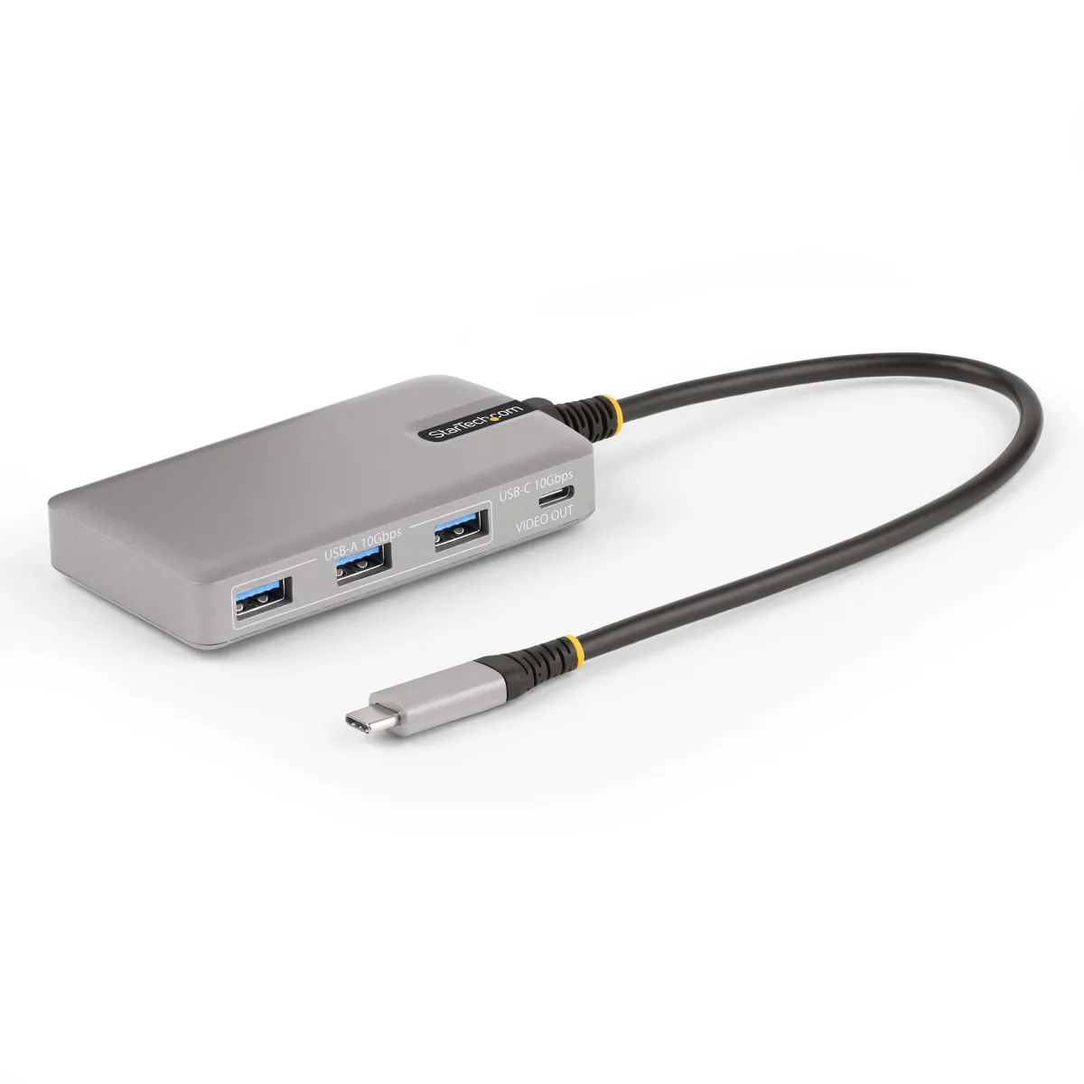 Startech 4-Port USB-C Hub with USB-C DP Alt Mode Video Output 4K 60Hz, 3x USB-A, 1x USB-C, 100W Power Delivery Pass-Through, USB 3.2 Gen 2 (10Gbps), Portable USB Type-C to USB Type-A/C - 1ft (30cm) Host Cable (HB31C3A1CDPPD3) - Hub - 1 x USB-C + 3 x USB 3.2 Gen 2 - desktop