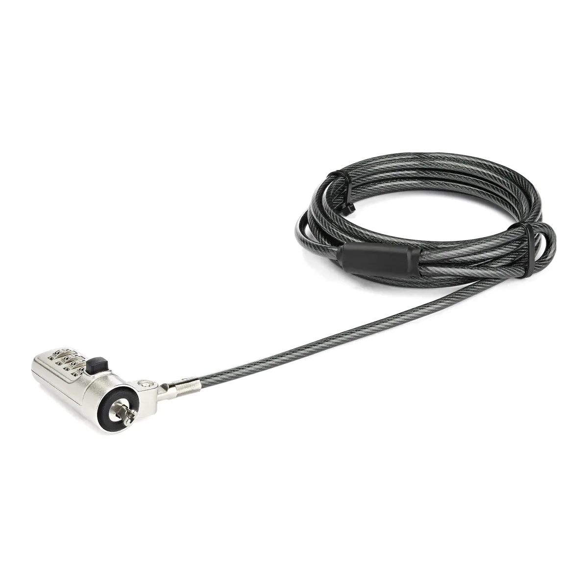 Startech 6.5 (2m) Laptop Cable Lock, 4 Digit Combination Laptop/Desktop Security Cable Lock for Wedge Slot Computers/Laptops, Anti-Theft Vinyl-Coated Steel Combo Cable Lock, Portable - Wedge Slot Laptop Lock (LTLOCKNBL) - Security cable lock - black, silver - 2 m - TAA Compliant