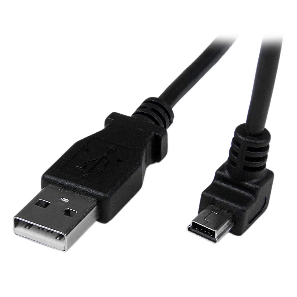 StarTech Down Angle Mini USB Cable - 2m - Black - USB A to Mini USB B - USB to Mini USB Cable - Mini USB Charger - USB A to Mini B (USBAMB2MD) - USB cable - USB (M) to mini-USB Type B (M) - USB 2.0 - 2 m - molded, 90° connector - black