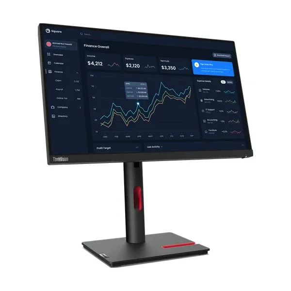 Lenovo ThinkVision T22i-30 - LED monitor - 21.5" - 1920 x 1080 Full HD (1080p) @ 60 Hz - IPS - 250 cd/m² - 1000:1 - 4 ms - HDMI, VGA, DisplayPort - raven black