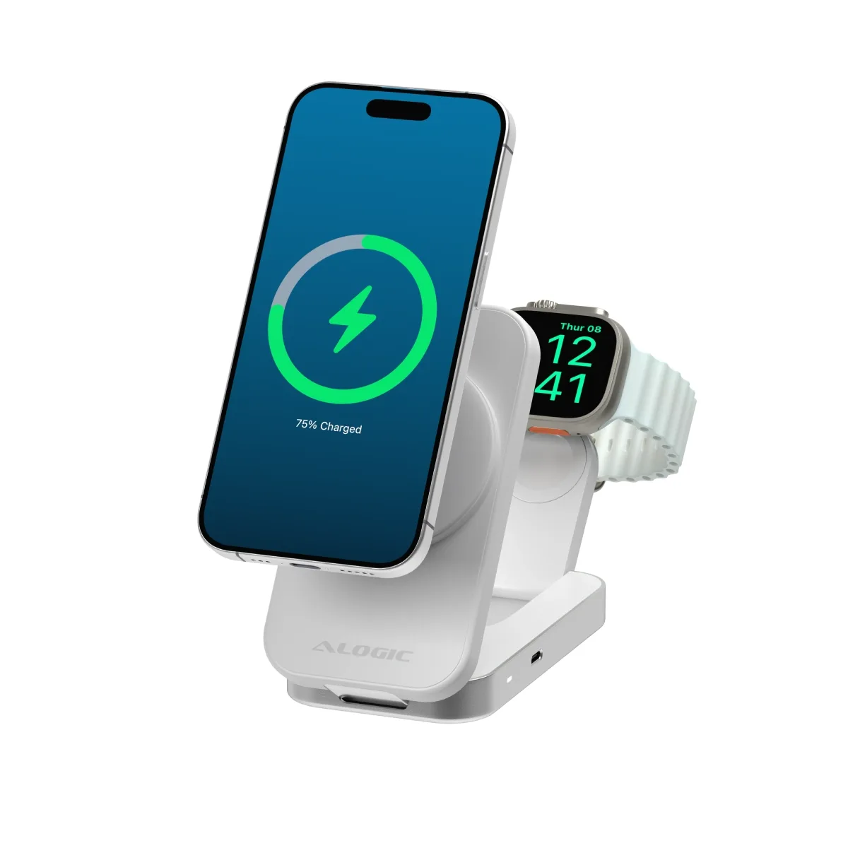 ALOGIC FLIP 2IN1 QI2 WIRELESS CHARGING STAND- WHITE