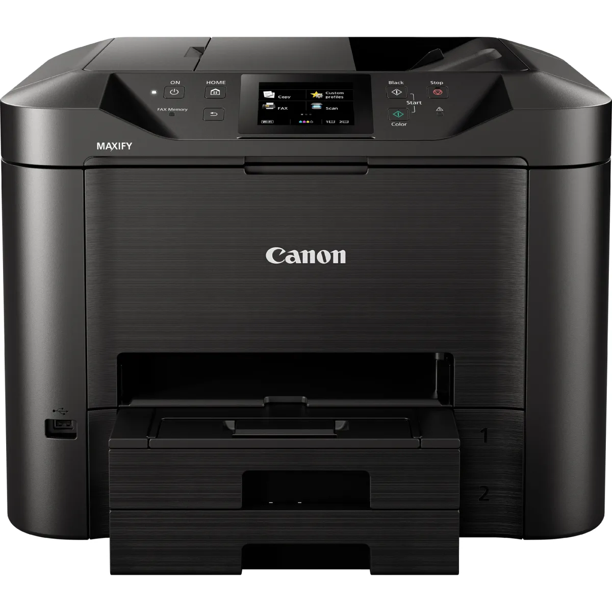 Canon MAXIFY MB5450 - Multifunction printer - colour - ink-jet - A4 (210 x 297 mm), Legal (216 x 356 mm) (original) - A4/Legal (media) - up to 22 ppm (copying) - up to 24 ipm (printing) - 500 sheets - 33.6 Kbps - LAN, Wi-Fi(n), USB host, USB 2.0