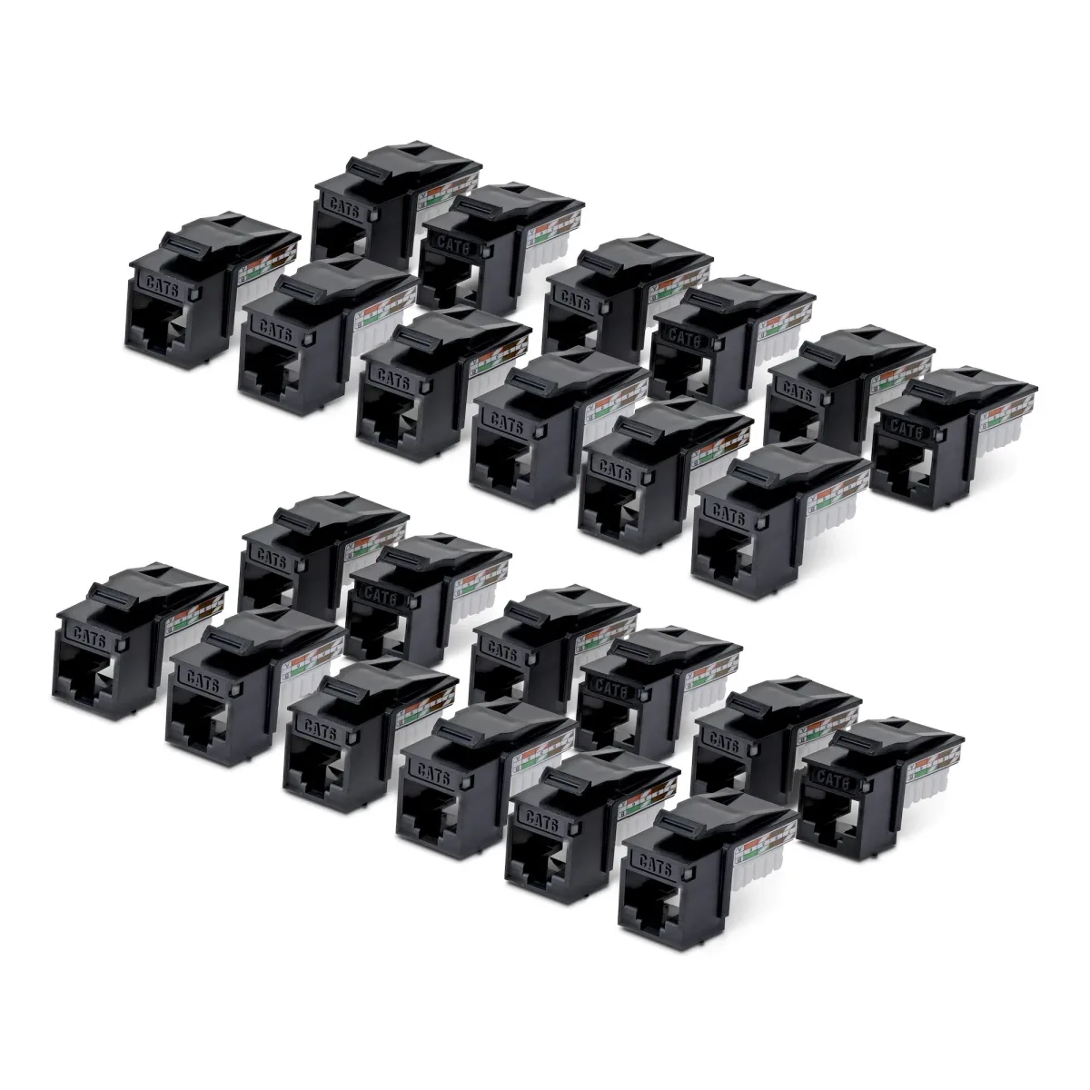 Startech - Keystone jack - 90°, 110 punch down - CAT 6 - UTP - RJ-45 - black - TAA Compliant (pack of 24)