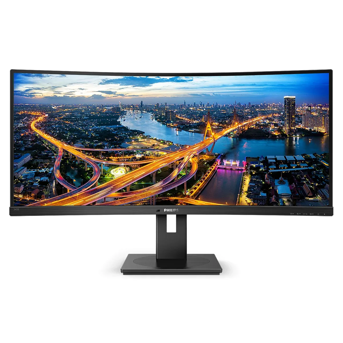 Philips 345B1C - LED monitor - curved - 34" - 3440 x 1440 WQHD @ 100 Hz - VA - 300 cd/m² - 3000:1 - 5 ms - 2xHDMI, DisplayPort - speakers - black texture