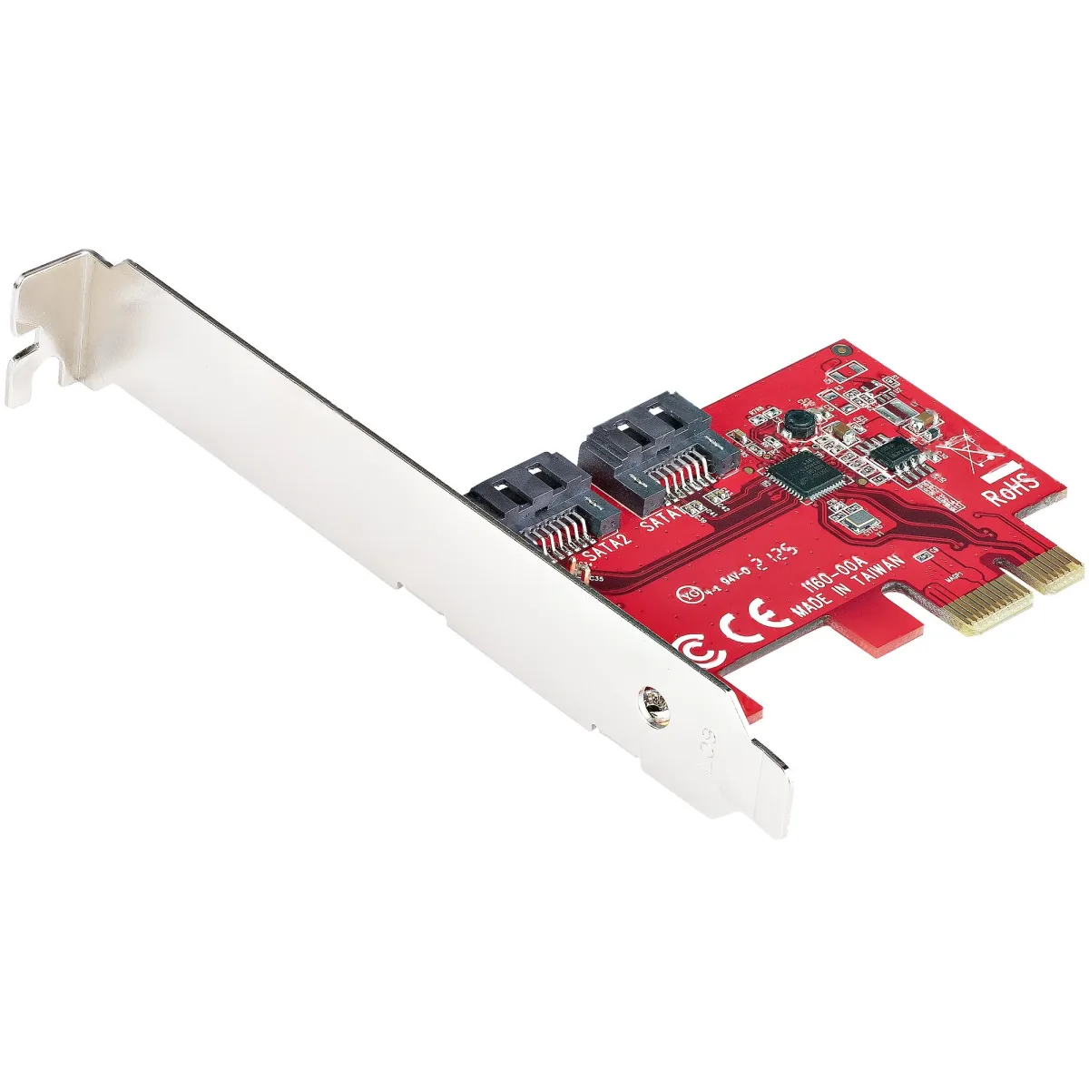 Startech SATA PCIe Card, 2 Port PCIe SATA Expansion card, 6Gbps SATA Card, Full/Low Profile, PCI Express to SATA Adapter, ASM1061 Non-Raid SATA Controller Card - PCIe to SATA Converter - Storage controller - 2 Channel - SATA 6Gb/s - low profile - PCIe 2.0 x1 - red