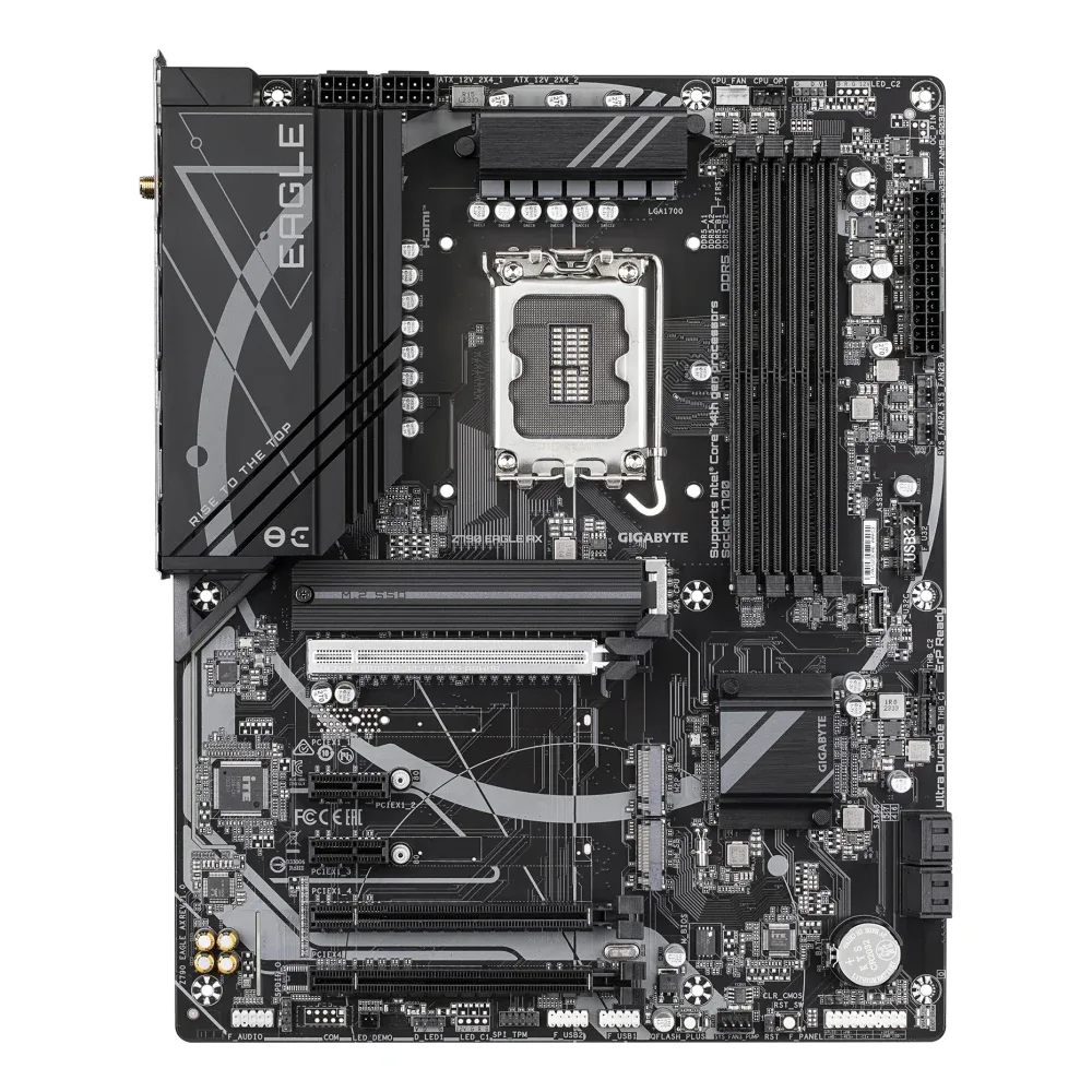 Gigabyte Z790 EAGLE AX Intel 1700 Socket Motherboard, ATX, 4x DDR5 Slots, 3x M.2 Sockets, Fitted I/O Shield, 2.5GbE LAN, Wi-Fi 6E, 1x DisplayPort / 1x HDMI Port