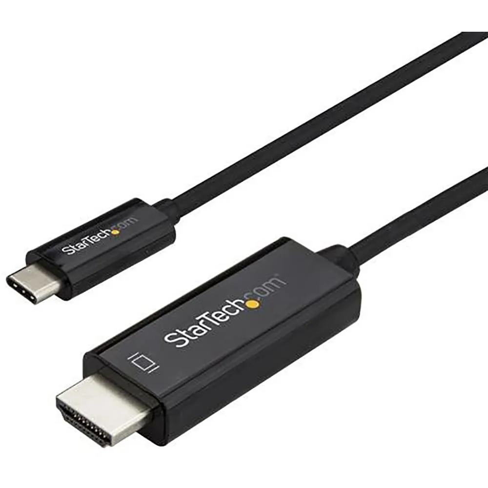Startech 3ft (1m) USB C to HDMI Cable, 4K 60Hz USB Type C to HDMI 2.0 Video Adapter Cable, Thunderbolt 3 Compatible, Laptop to HDMI Monitor/Display, DP 1.2 Alt Mode HBR2 Cable, Black - 4K USB-C Video Cable (CDP2HD1MBNL) - Adapter cable - USB-C male to HDMI male - 1 m - black - 4K60Hz (3840 x 2160) support - for P/N: TB4CDOCK