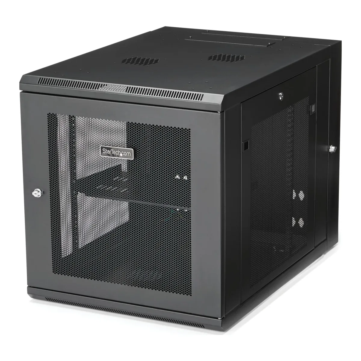 Startech 12U 19" Wall Mount Network Cabinet, 4 Post 24" Deep Hinged Server Room Data Cabinet- Locking Computer Equipment Enclosure with Shelf, Flexible Vented IT Rack, Pre-Assembled - 12U Vented Cabinet (RK1232WALHM) - Rack enclosure cabinet - wall mountable - black - 12U