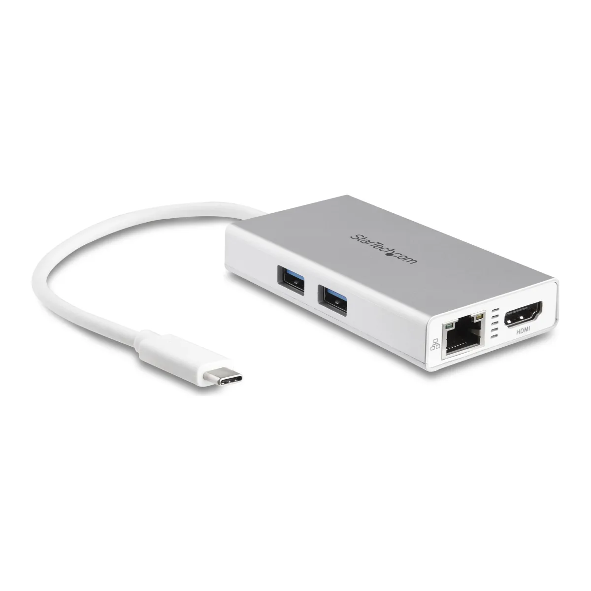 Startech USB-C Multiport Adapter, USB-C Travel Docking Station with 4K HDMI, 60W Power Delivery Pass-Through, GbE, 2pt USB-A 3.0 Hub, Portable Mini USB Type-C Dock for Laptop, White - Portable USB-C Dock (DKT30CHPDW)