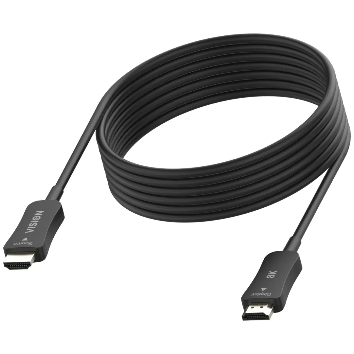 30 m HDMI cable - 8k at 60 hz or 4k at 120 hz - max resolution 7680 x 4320 - dynamic hdr 10 - earc - active om3 fibre optic - HDMI version 2.1 - hdcp version 2.2 - yuv 4:4:4 - 48 gbps bandwidth - HDMI (m) to HDMI (m) - outer diameter 8.7 mm - 26 awg - black