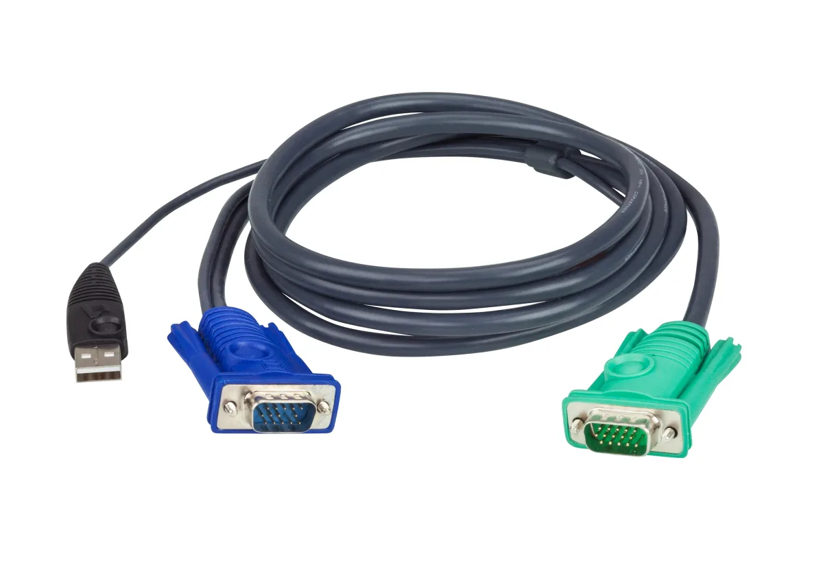 ATEN 2L-5202U - Keyboard / video / mouse (KVM) cable - USB, HD-15 (VGA) (M) to USB, HD-15 (VGA) (M) - 1.8 m - for KVM on the NET CS1708, CS1716, Master View max CS-1716, MasterView USB KVM Switch CS-1708