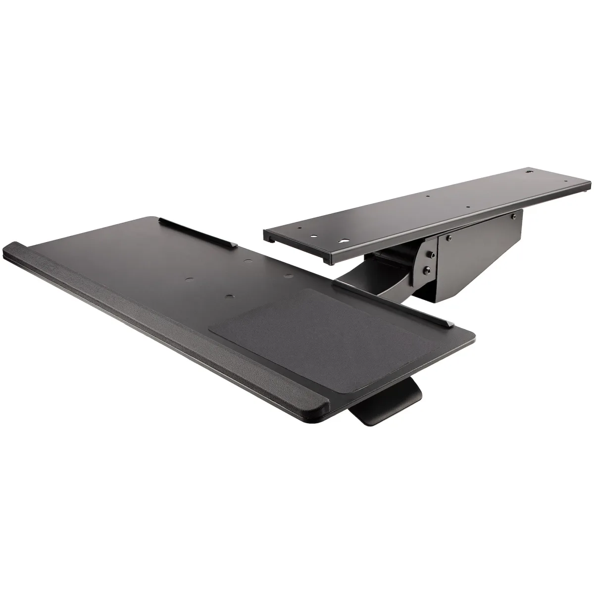 StarTech Under Desk Keyboard Tray, Full Motion & Height Adjustable Keyboard and Mouse Tray, 10" x 26" Platform, Ergonomic Sliding Computer Keyboard Holder with Mouse Pad & Wrist Rest - Desk Mount Keyboard Tray - Keyboard/mouse tray - under-desk mountable - black