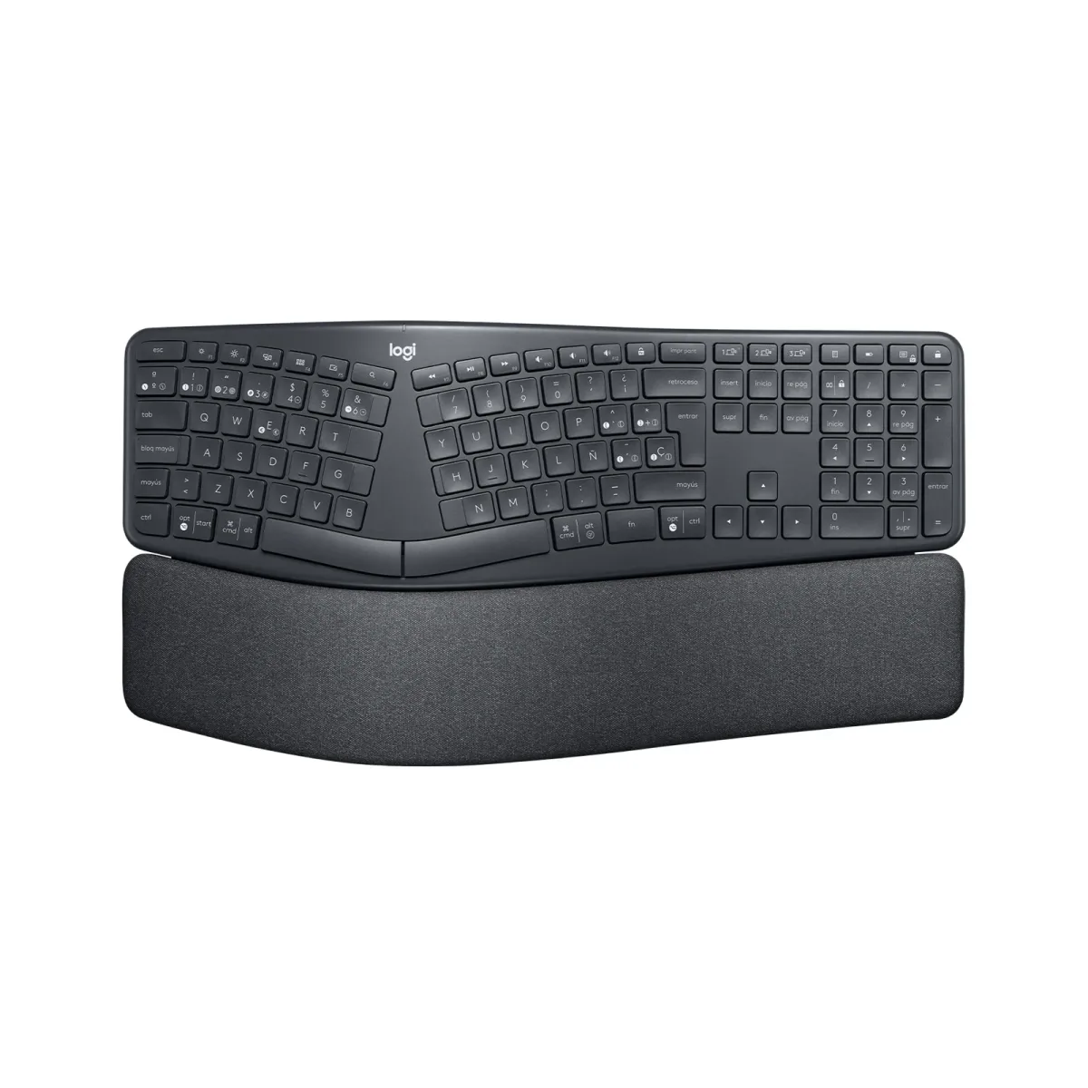 Logitech ERGO K860 - Keyboard - wireless - 2.4 GHz, Bluetooth 5.0 - QWERTY - Spanish - graphite