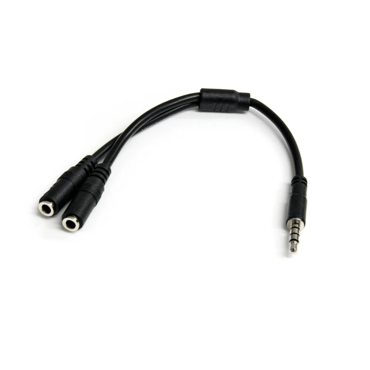 Startech 4 Position to 2x 3 Position 3.5mm Headset Splitter Adapter - Headset splitter - 4-pole mini jack male to mini jack female - 20 cm - black - for P/N: DK30A2DH, DK30CHDDPPD, DK30CHDPPDUE, MST30C2HDPPD, USB3SMDOCK4K, USB3VDOCKD