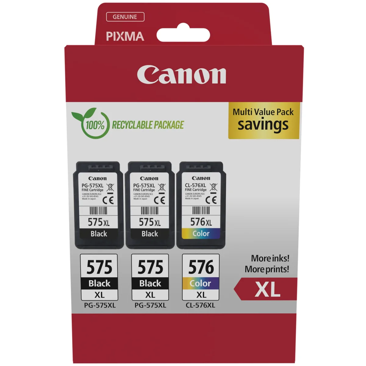 Canon PG-575XLx2/CL-576XL Multipack - 3-pack - High Yield - black, colour (cyan, magenta, yellow) - original - hanging box - ink cartridge