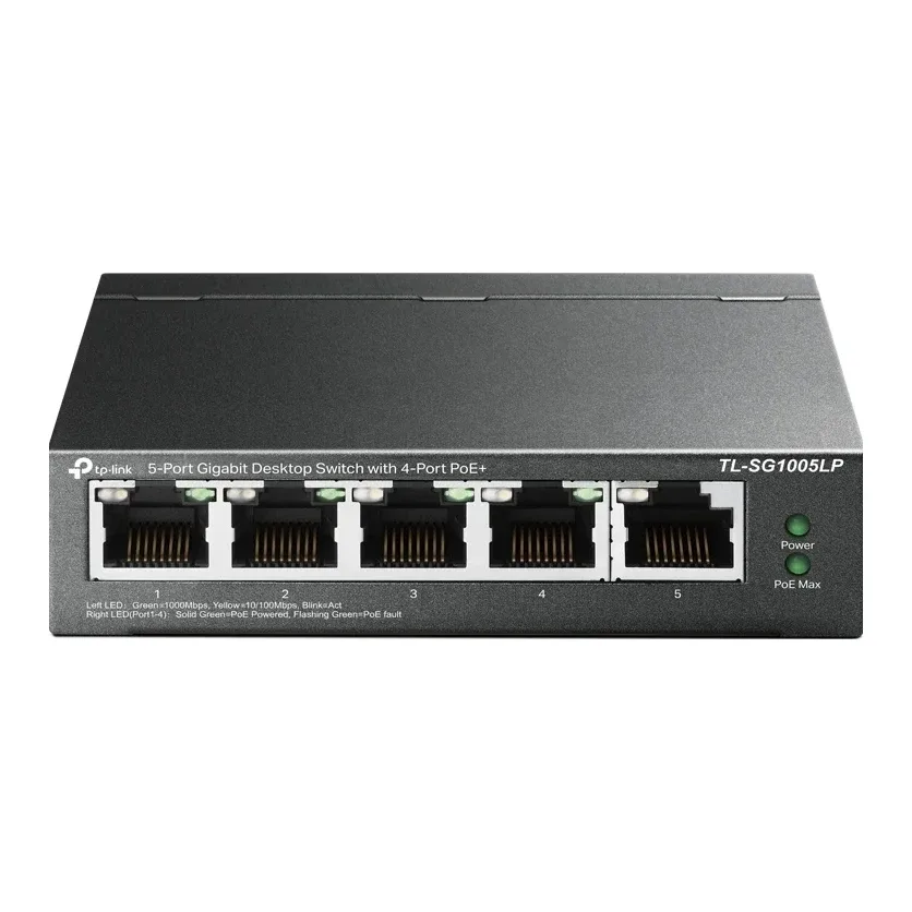 TP-Link TL-SG1005LP - V1 - switch - unmanaged - 5 x 10/100/1000 (4 PoE+) - desktop, wall-mountable - PoE+ (40 W)