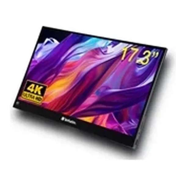 Verbatim Portable 17.3 Inch Touchscreen Monitor 4K UHD ALU, HDMI, 2x USB-C, 3840 x 2160 Resolution, 60Hz, Built-in Kickstand, Tilt: From 0 Up To 85