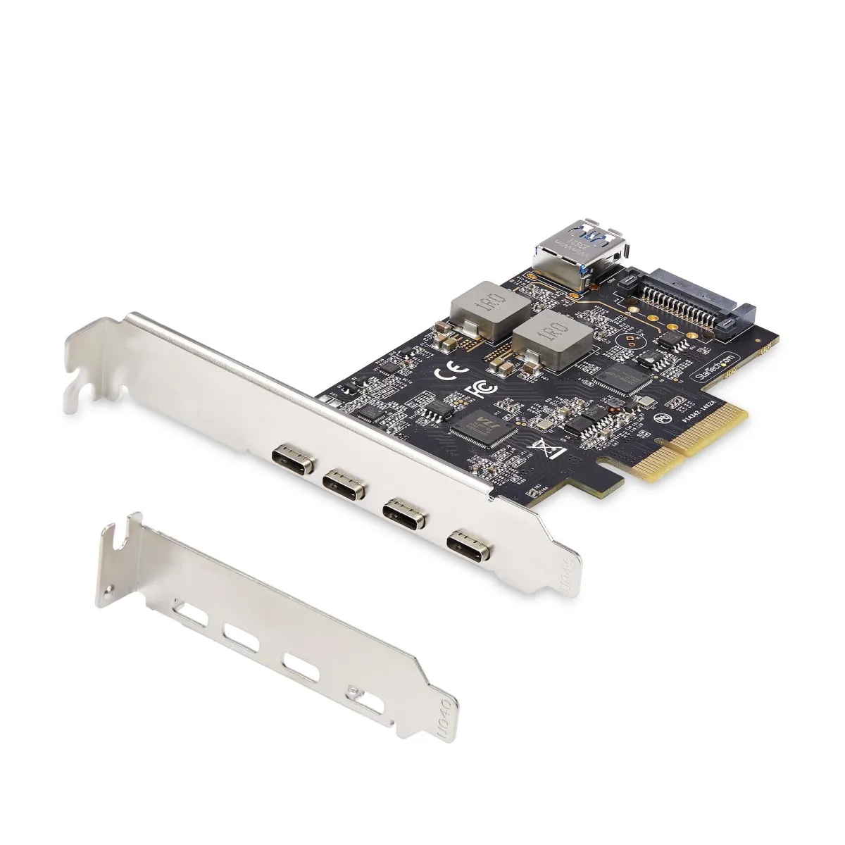 Startech 5-Port USB PCIe Card, USB 3.2 10Gbps, PCI Express Card with 4x USB-C Ports, 1x USB-A Internal Port, USB PCIe Controller Card, Windows/macOS/Linux - USB adapter - PCIe 3.0 x4 - USB-C 3.2 Gen 1 x 4 + USB 3.2 Gen 1 x 1 - black