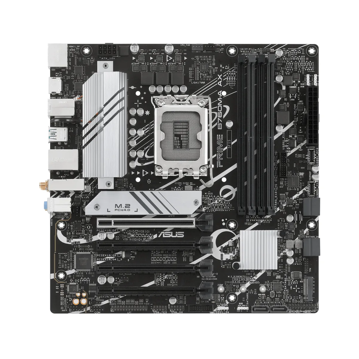 ASUS PRIME B760M-A WIFI II - Motherboard - micro ATX - LGA1700 Socket - B760 Chipset - USB 3.2 Gen 1, USB-C 3.2 Gen 1, USB 3.2 Gen 2 - 2.5 Gigabit LAN, Wi-Fi 6E, Bluetooth - onboard graphics (CPU required) - High Definition Audio (7.1-channel)