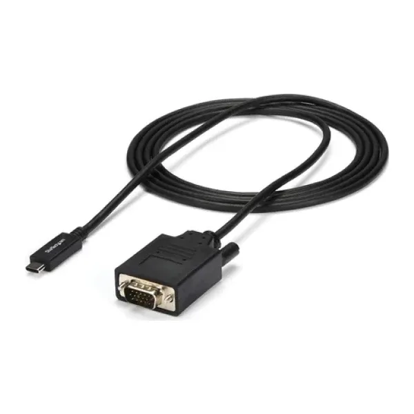 StarTech 6ft (2m) USB C to VGA Cable, 1920x1200/1080p USB Type C to VGA Video Active Adapter Cable, Thunderbolt 3 Compatible, Laptop to VGA Monitor/Projector, DP Alt Mode HBR2 Cable - 2m USB-C Video Cable (CDP2VGAMM2MB)