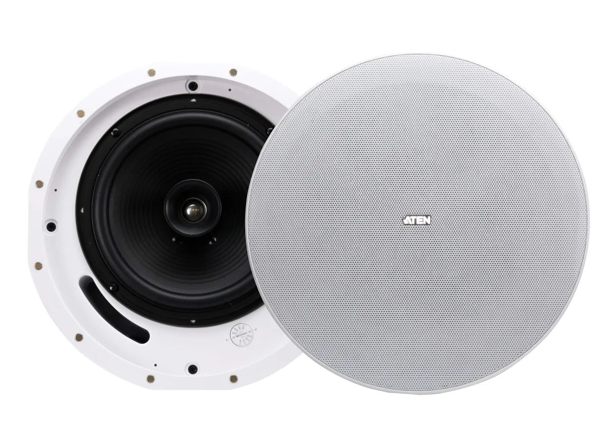 ATEN AS108 - Speaker - 80 watt - 2-way - coaxial - 8" - white (grille colour - white) (pack of 2)