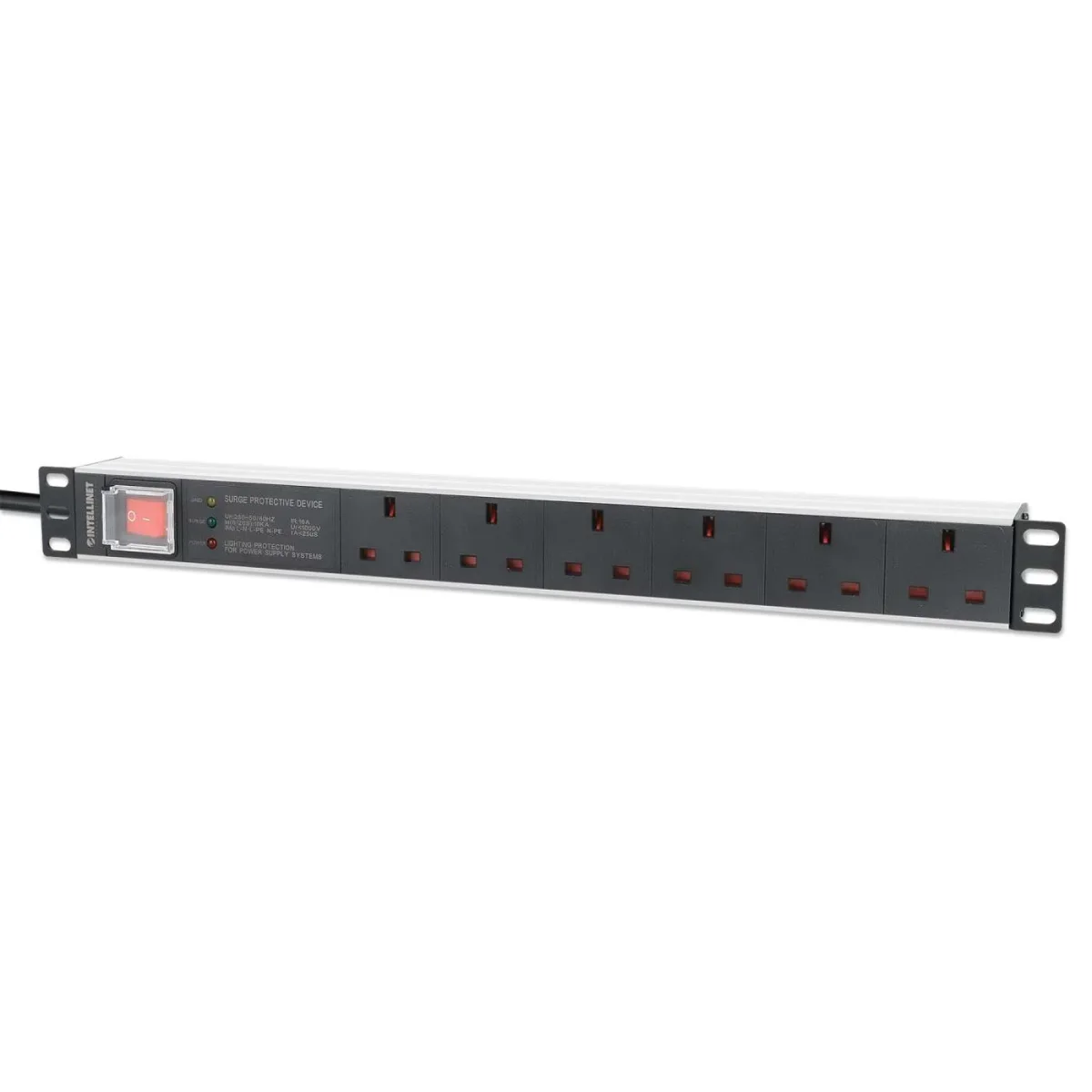 Intellinet 715195 19" PDU 1U 6-WAY UK AC Surge Protection