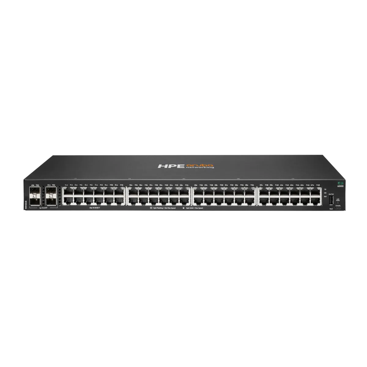 HPE Aruba Networking CX 6000 48p 10M/100M/1G 4p SFP 1G - Switch - Managed - 48 x 10/100/1000 + 4 x Gigabit SFP (uplink) - side to side airflow - rack-mountable, wall-mountable - BTO