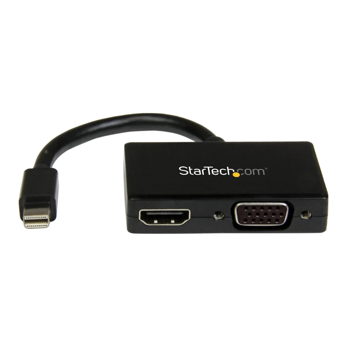 StarTech Mini DisplayPort to HDMI and VGA - 2 in 1 Travel Adapter - Mini DisplayPort to VGA Adapter - Mini DP to HDMI Dongle - Monitor Adapter (MDP2HDVGA) - Video converter - DisplayPort - HDMI, VGA - black