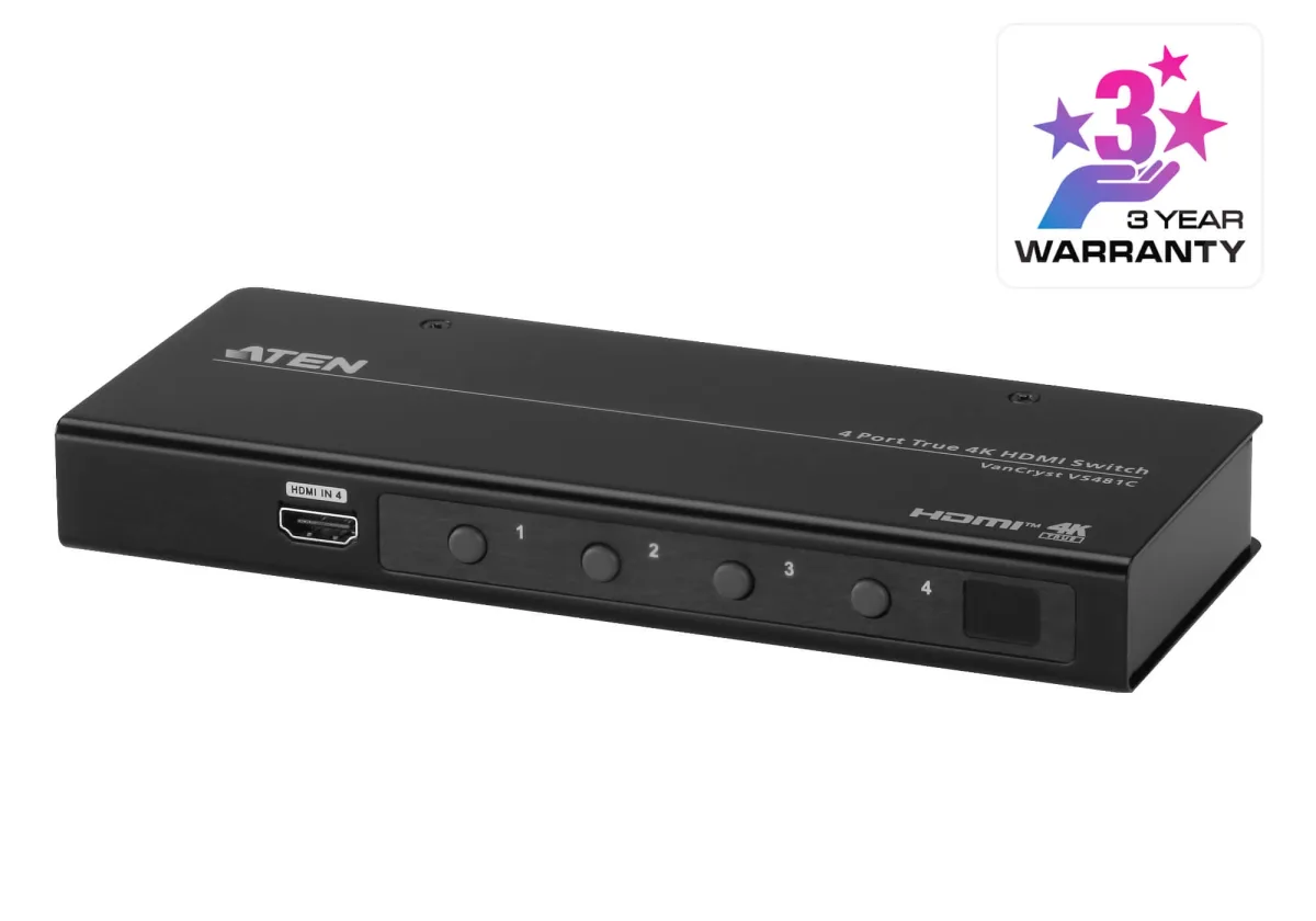 ATEN VS481C 4-Port True 4K HDMI Switch - Video/audio switch - 4 x HDMI - desktop